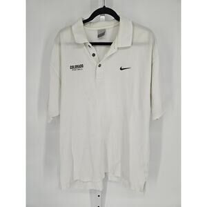 Nike Men's White Pique CU Colorado Football Team Short Sleeve Polo Shirt Size L